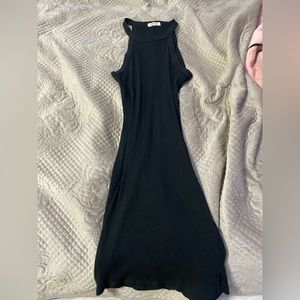 Black fitted halter dress